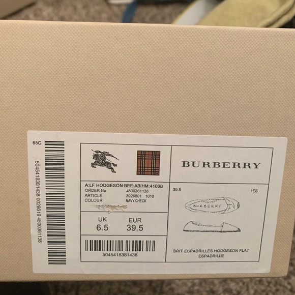 Burberry Brit espadrilles flats . Size 9.5 color navy check - Picture 10 of 16